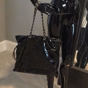 Black patent leather Chanel bag